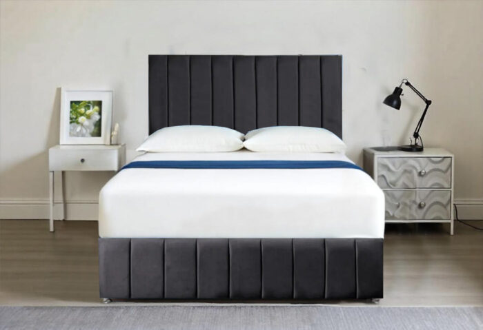 Dark Grey Divan Bed front