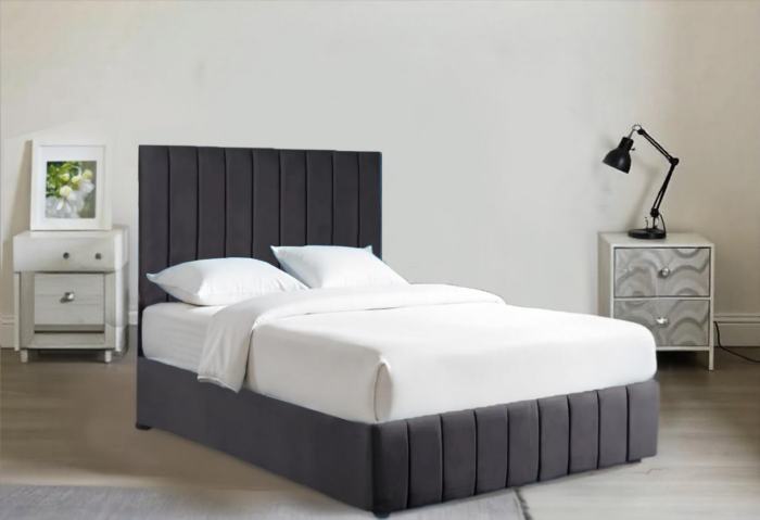 Dark Grey Divan Bed side