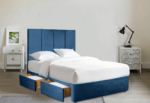 Light Blue Velvet Divan Bed with Hardboard