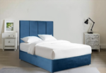 Light Blue Velvet Divan Bed with Hardboard side